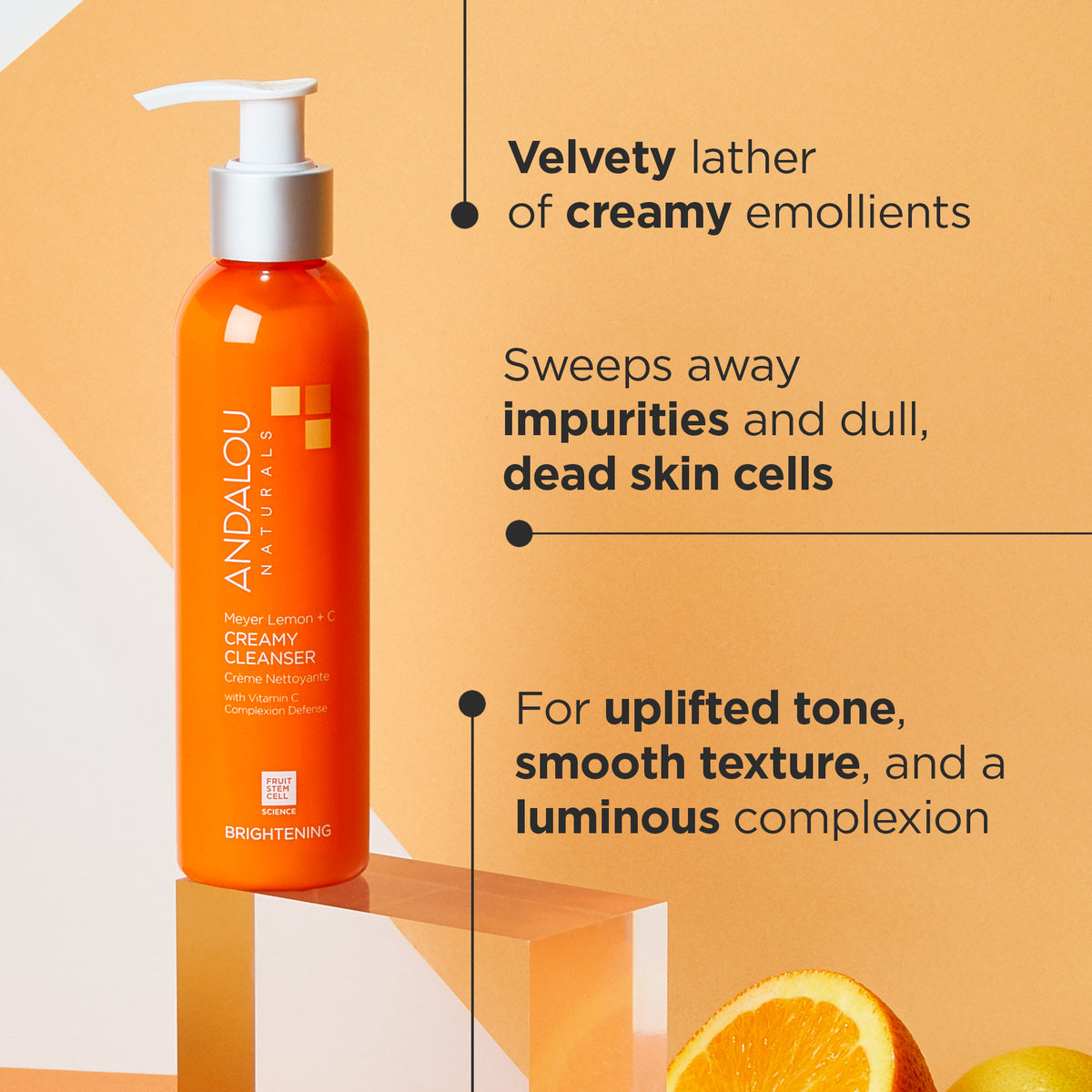 Brightening Meyer Lemon + Vitamin C Creamy Cleanser - Andalou Naturals US