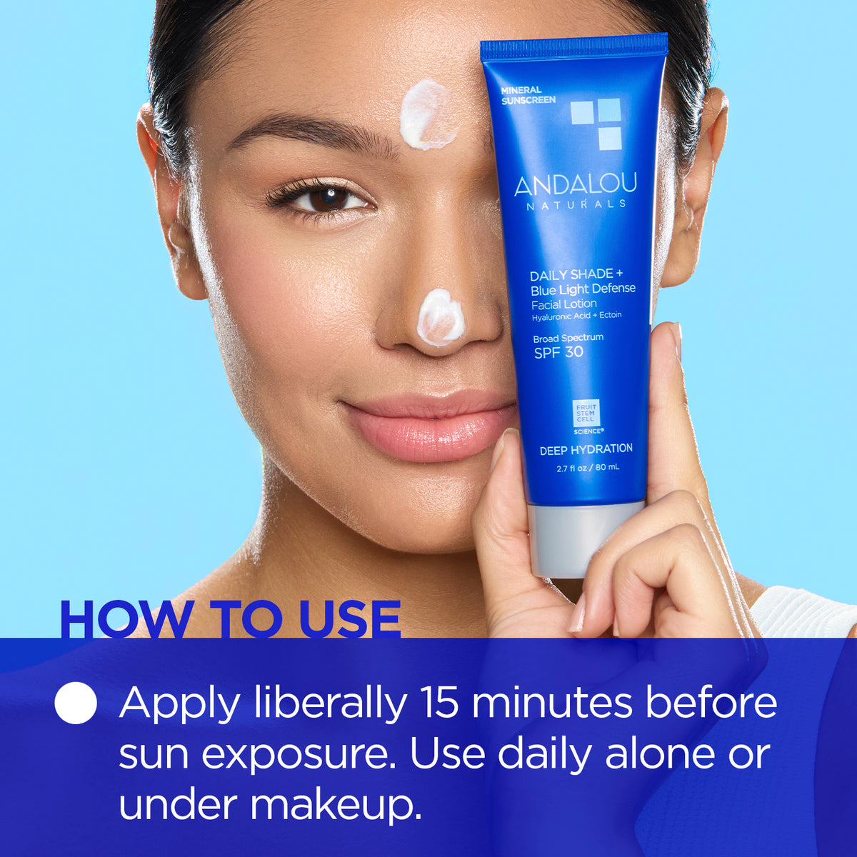 Deep Hydration Daily Shade + Blue Light Defense Facial Lotion SPF 30 - Andalou Naturals US