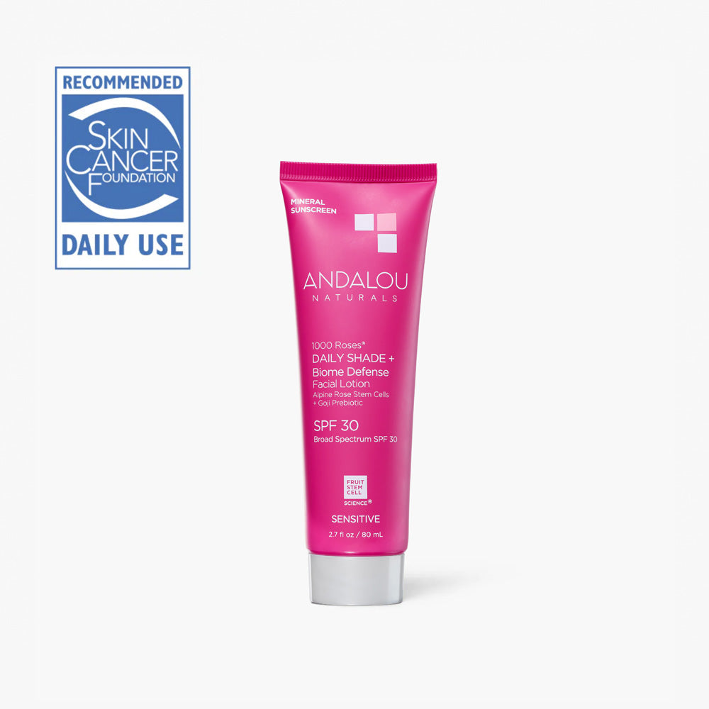1000 Roses Sensitive Daily Shade Biome Defense Mineral Sunscreen SPF 3 Andalou Naturals US