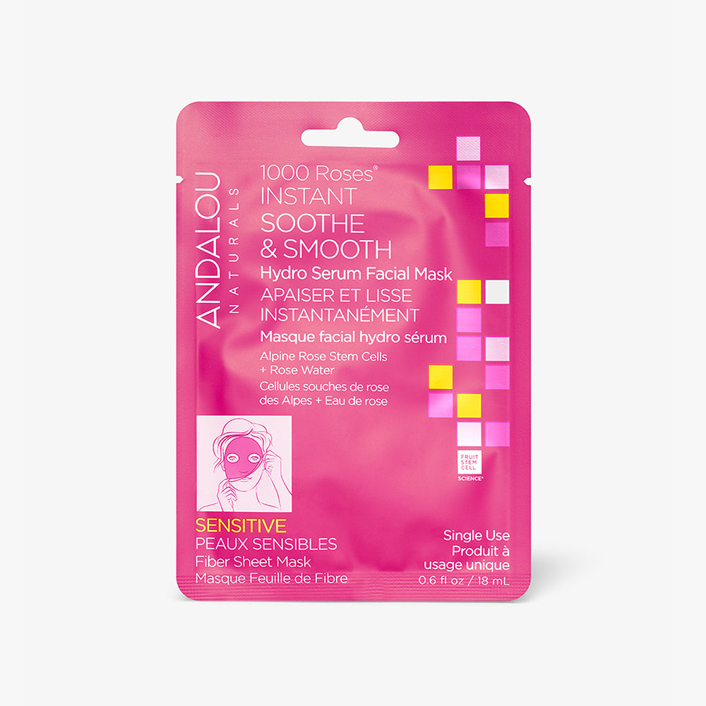 1000 Roses Instant Soothe & Smooth Sheet Mask - Andalou Naturals US