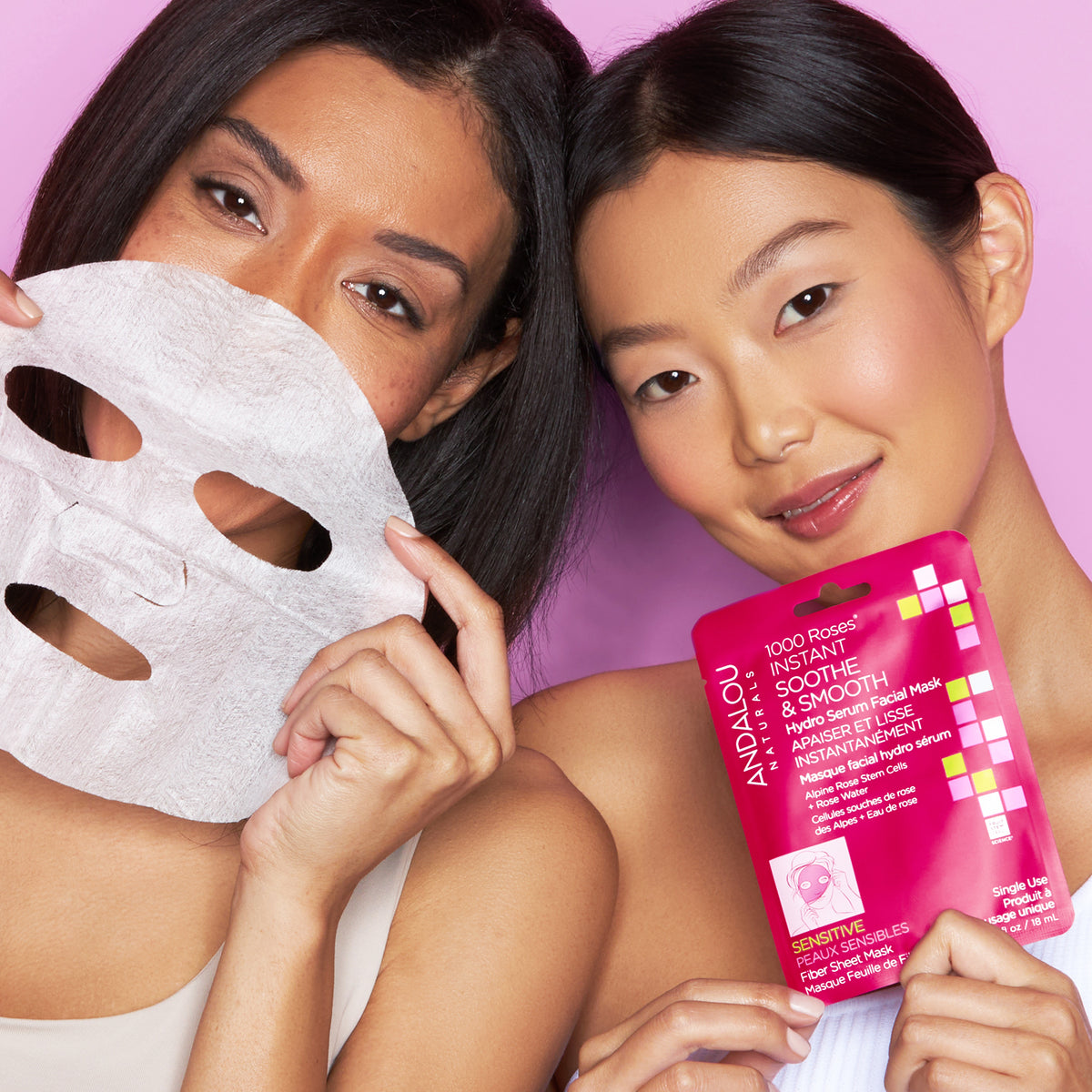 1000 Roses Instant Soothe & Smooth Sheet Mask - Andalou Naturals US