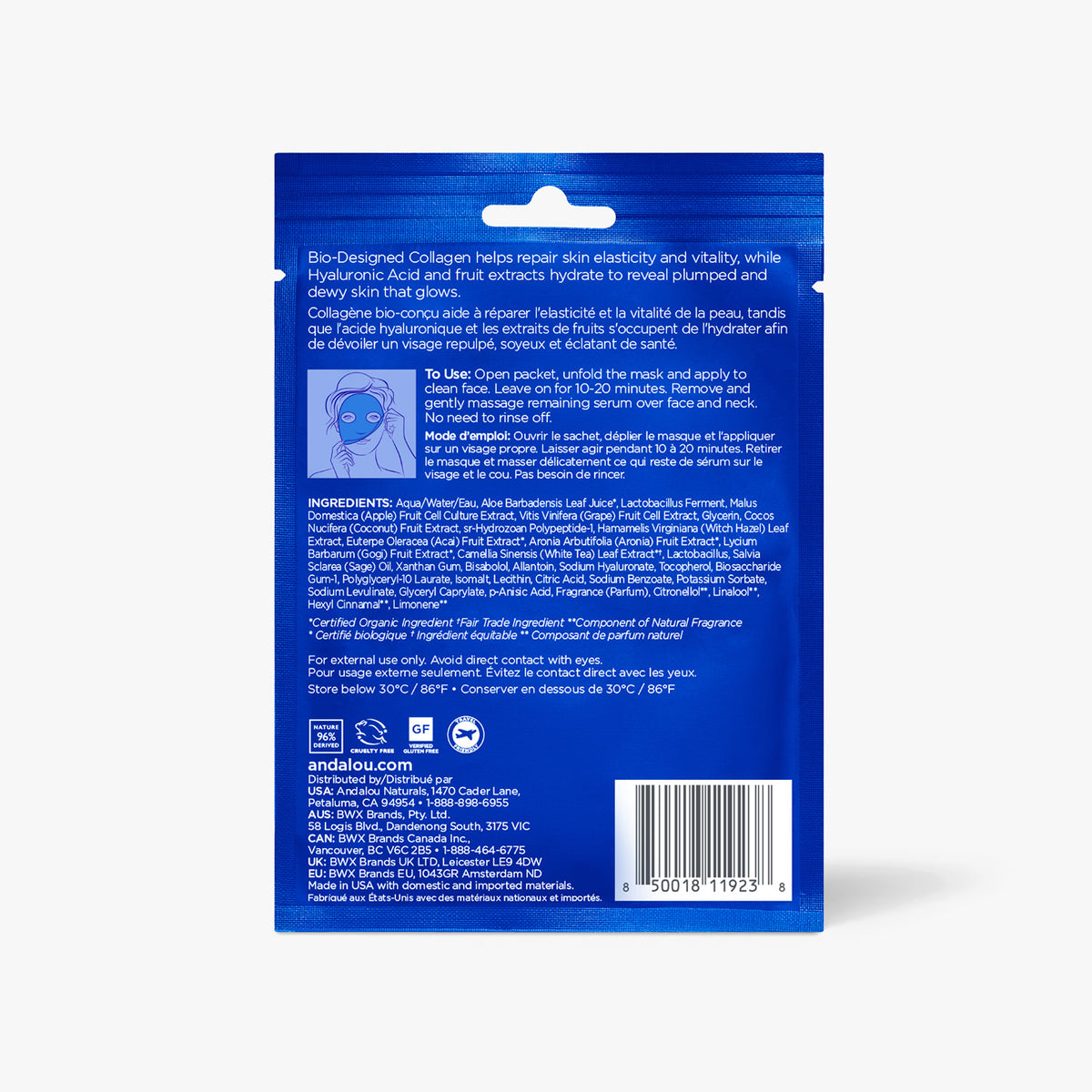 Deep Hydration Instant Hydrate & Refresh Sheet Mask - Andalou Naturals US